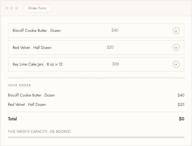 The Blessed Baker and Son order form